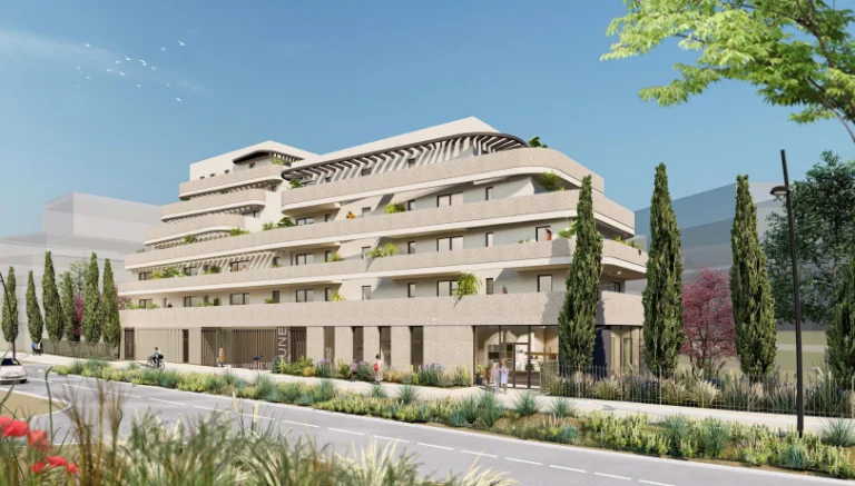 Maquette de la résidence accueil de Lattes : vue d’architecte du bâtiment
