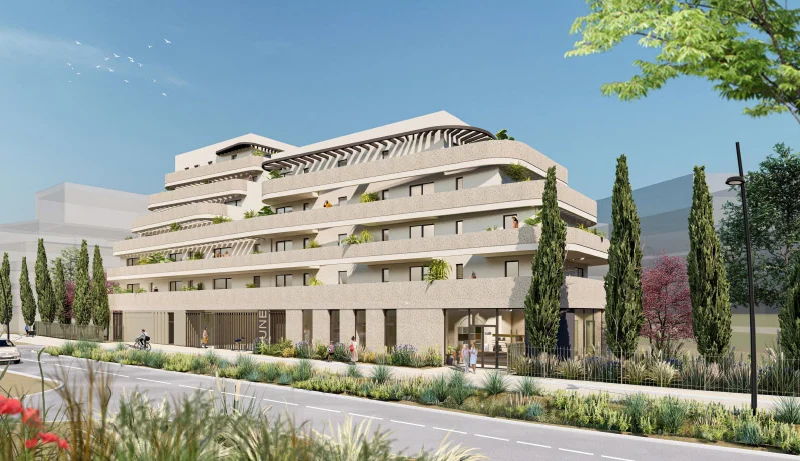 Maquette de la résidence accueil de Lattes : vue d’architecte du bâtiment