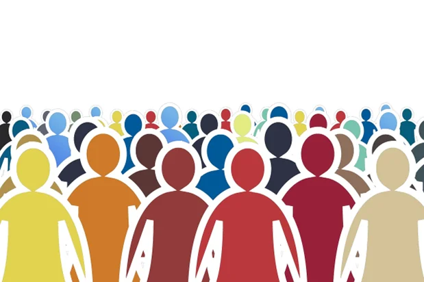 Assemblée générale 2026 d’Espoir Hérault : illustration d’une foule de silhouettes colorées, pour le renouvellement du conseil d’administration